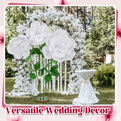 Product: Daifunli 1 Set 4. 5 ft Giant Artificial Flowers Giant Rose for Decorations Valentine Huge Flannel Flower with Standing Base Creative Gift for Window Reception Banquet Ceremony Floral Decor (Nude Pink)