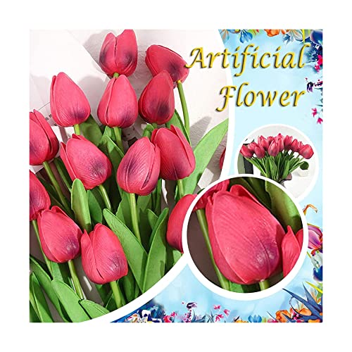 Product: DSXLY 10Pcs Artificial Tulips 34cm Tall Plastic Fake Flowers Plants Flower Arrangements Wedding Bouquets Table Centerpieces Home Garden Party Decoration - Without Vase
