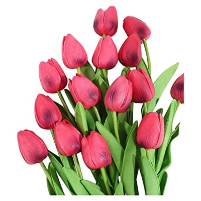 Product: DSXLY 10Pcs Artificial Tulips 34cm Tall Plastic Fake Flowers Plants Flower Arrangements Wedding Bouquets Table Centerpieces Home Garden Party Decoration - Without Vase
