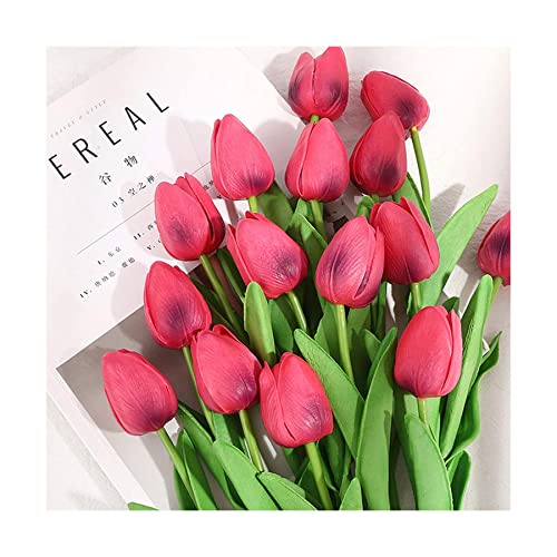 Product: DSXLY 10Pcs Artificial Tulips 34cm Tall Plastic Fake Flowers Plants Flower Arrangements Wedding Bouquets Table Centerpieces Home Garden Party Decoration - Without Vase
