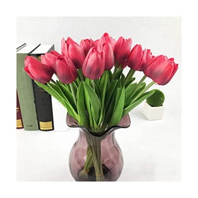 Product: DSXLY 10Pcs Artificial Tulips 34cm Tall Plastic Fake Flowers Plants Flower Arrangements Wedding Bouquets Table Centerpieces Home Garden Party Decoration - Without Vase