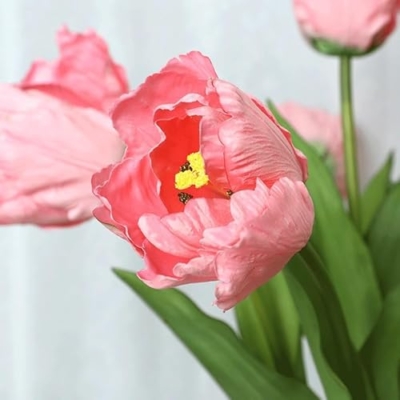 Silky Flower Store Artificial Tulip Floral Arrangement, Large Branch Branches, Indoor Home Office Decor, Faux Flower Bouquet 32.5cm 10 10 Product: DUYHBAWRS Indoor Engineering Decoration Simulation of Multi Layered Tulips with Large Branches and Flowers(D)
