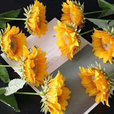 Silky Flower Store Artificial Silk Sunflower, Indoor Home Decoration, Faux Floral Accent, Low Maintenance Decor, 20.5cm 9 9 Product: DUYHBAWRS Simulated Single Sunflower Indoor Home Decoration Single Silk Flower Artificial Flower(E)