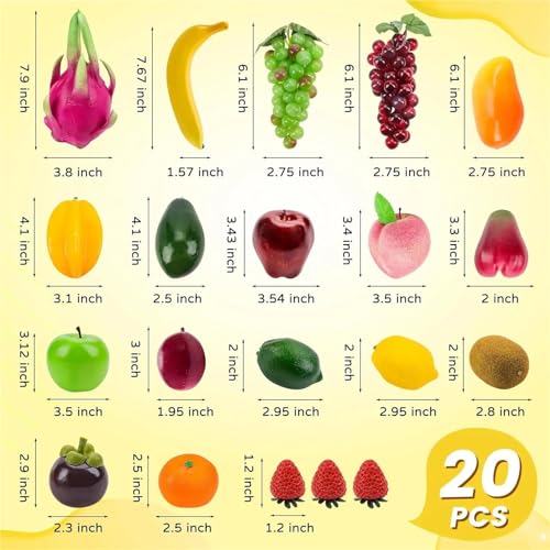 Product: ERJGIKL Artificial Fruits Artificial Fruits 20 Pcs Pack, Fake Fruits for Home Decor, Simulation Fruit Set, Party Chirstmas Decortion