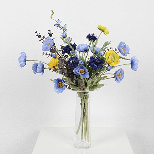 Product: Faux flower floral arrangement in marble vase, Silk Fake Flowers and Green Plastic Stem Artificial for Indoor Outdoor Wedding Home Office Decoration Festive Furnishing Table Centerpiece Office Wedding
