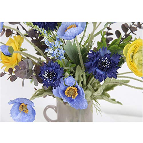 Product: Faux flower floral arrangement in marble vase, Silk Fake Flowers and Green Plastic Stem Artificial for Indoor Outdoor Wedding Home Office Decoration Festive Furnishing Table Centerpiece Office Wedding