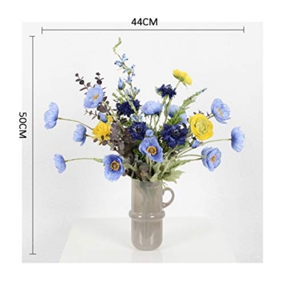 Product: Faux flower floral arrangement in marble vase, Silk Fake Flowers and Green Plastic Stem Artificial for Indoor Outdoor Wedding Home Office Decoration Festive Furnishing Table Centerpiece Office Wedding