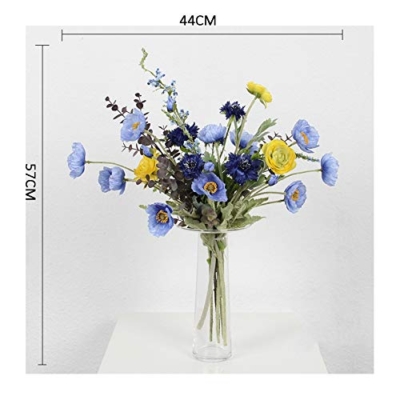 Product: Faux flower floral arrangement in marble vase, Silk Fake Flowers and Green Plastic Stem Artificial for Indoor Outdoor Wedding Home Office Decoration Festive Furnishing Table Centerpiece Office Wedding