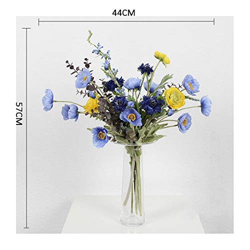 Product: Faux flower floral arrangement in marble vase, Silk Fake Flowers and Green Plastic Stem Artificial for Indoor Outdoor Wedding Home Office Decoration Festive Furnishing Table Centerpiece Office Wedding