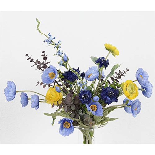 Product: Faux flower floral arrangement in marble vase, Silk Fake Flowers and Green Plastic Stem Artificial for Indoor Outdoor Wedding Home Office Decoration Festive Furnishing Table Centerpiece Office Wedding