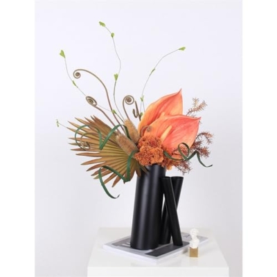 Product: Floral Installations Artificial Flower Art Set Dining Table Coffee Table Centerpieces Fake Flower Arrangement Creative Irregular Metal Vase Party Decoration(1)
