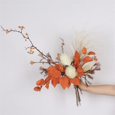 Product: Floral Installations Ceramic Flowerware Chinese Simulation Flower Set Orange Floral Table TV Cabinet Arrangement Artificial Flower Bouquet Party Decoration