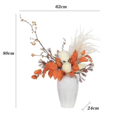 Product: Floral Installations Ceramic Flowerware Chinese Simulation Flower Set Orange Floral Table TV Cabinet Arrangement Artificial Flower Bouquet Party Decoration