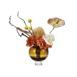 Product: Floral Installations Exquisite Glass Florist TV Cabinet Simulation Flower Decoration Negotiation Table Artificial Floral Arrangement Party Decoration