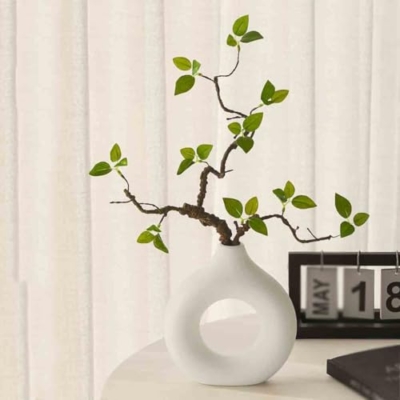Product: Floral Installations Living Room Decoration Simulation Azalea Fake Flower Arrangement Ceramic White Vase Party Decoration