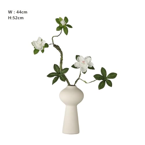 Product: Floral Installations Living Room Decoration Simulation Azalea Fake Flower Arrangement Ceramic White Vase Party Decoration