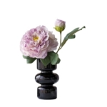 Product: Floral Installations Purple Guifei Peony Black Glass Vase Living Room Decorative Arrangement Chinese Table Fake Flower Party Decoration