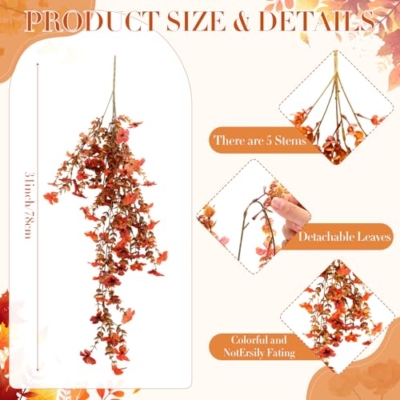 Product: Giegxin 2 Set Artificial Outdoor Flowers with Hanging Basket, 2 Hanging Planters with 12 Pcs Fake UV Resistant Flowers for Spring Summer Front Porch Garden Patio Decor (Orange, Brown)