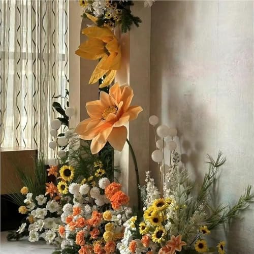 Product: Gigantic Artificial Sunflowers with Adjustable Stand, Life-Size Decorative Flowers for Weddings & Events, Set of 3