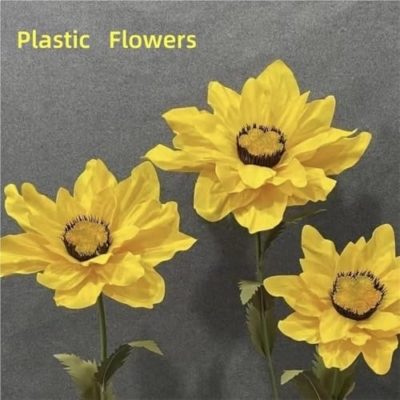 Product: Gigantic Artificial Sunflowers with Adjustable Stand, Life-Size Decorative Flowers for Weddings & Events, Set of 3