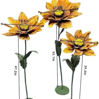 Product: Gigantic Artificial Sunflowers with Adjustable Stand, Life-Size Decorative Flowers for Weddings & Events, Set of 3