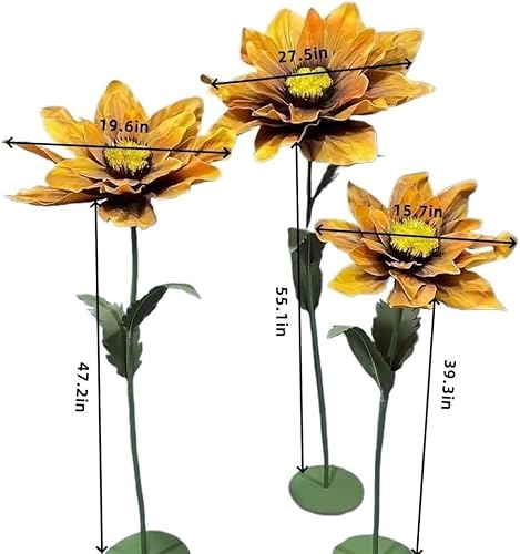 Product: Gigantic Artificial Sunflowers with Adjustable Stand, Life-Size Decorative Flowers for Weddings & Events, Set of 3
