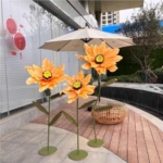 Product: Gigantic Artificial Sunflowers with Adjustable Stand, Life-Size Decorative Flowers for Weddings & Events, Set of 3