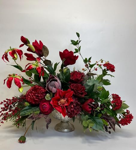 Product: Grande Luxurious Christmas Centerpiece, Artificial Floral Arrangement, Deep Jewel Toned Centerpiece for DIY Party Tables Home Decorations Garland for Table Centerpiece Holiday Party Weddi
