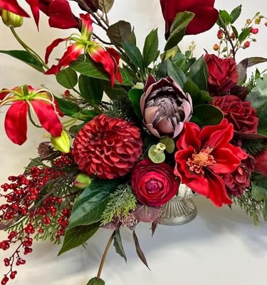 Product: Grande Luxurious Christmas Centerpiece, Artificial Floral Arrangement, Deep Jewel Toned Centerpiece for DIY Party Tables Home Decorations Garland for Table Centerpiece Holiday Party Weddi