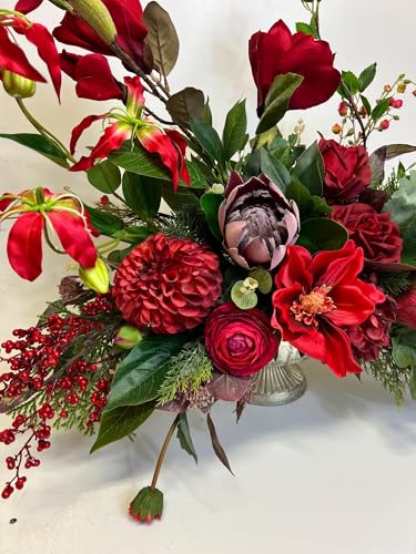 Product: Grande Luxurious Christmas Centerpiece, Artificial Floral Arrangement, Deep Jewel Toned Centerpiece for DIY Party Tables Home Decorations Garland for Table Centerpiece Holiday Party Weddi