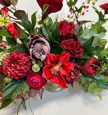 Product: Grande Luxurious Christmas Centerpiece, Artificial Floral Arrangement, Deep Jewel Toned Centerpiece for DIY Party Tables Home Decorations Garland for Table Centerpiece Holiday Party Weddi