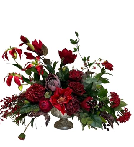 Product: Grande Luxurious Christmas Centerpiece, Artificial Floral Arrangement, Deep Jewel Toned Centerpiece for DIY Party Tables Home Decorations Garland for Table Centerpiece Holiday Party Weddi