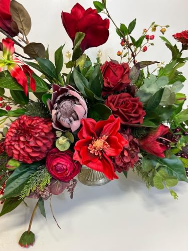 Product: Grande Luxurious Christmas Centerpiece, Artificial Floral Arrangement, Deep Jewel Toned Centerpiece for DIY Party Tables Home Decorations Garland for Table Centerpiece Holiday Party Weddi
