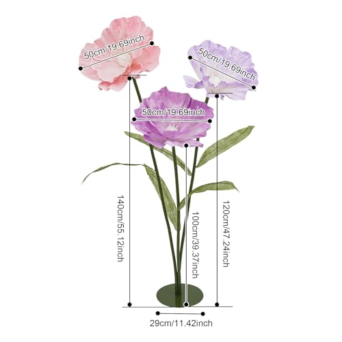 Product: GUIAFUHYE 62.99 in Tall Huge Artificial EVA Tulip Flower,Three-Headed Artificial Tulips Flowers for Birthday, Party Banquet Background Wedding Reception (Light Purple, Red Purple, Light Pink)