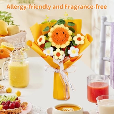 Product: Hojalis Crochet Flowers Bouquet, Handmade Crochet Flowers, Knitted Smile Sunflower, Knitted Flower Bouquet, Artificial Flower for Mother's Day Birthday Valentine's Day Wedding Graduation Anniversary