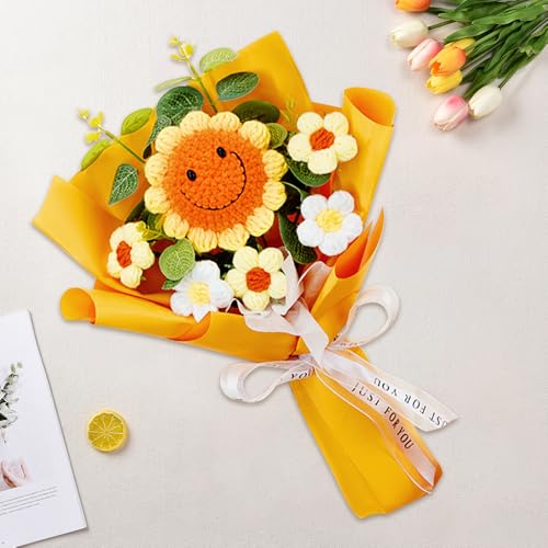 Product: Hojalis Crochet Flowers Bouquet, Handmade Crochet Flowers, Knitted Smile Sunflower, Knitted Flower Bouquet, Artificial Flower for Mother's Day Birthday Valentine's Day Wedding Graduation Anniversary