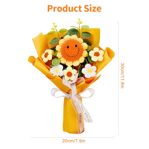 Product: Hojalis Crochet Flowers Bouquet, Handmade Crochet Flowers, Knitted Smile Sunflower, Knitted Flower Bouquet, Artificial Flower for Mother's Day Birthday Valentine's Day Wedding Graduation Anniversary
