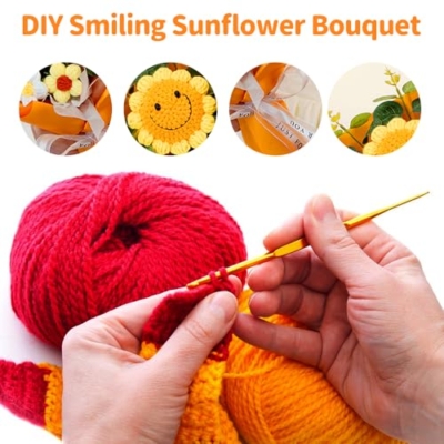 Product: Hojalis Crochet Flowers Bouquet, Handmade Crochet Flowers, Knitted Smile Sunflower, Knitted Flower Bouquet, Artificial Flower for Mother's Day Birthday Valentine's Day Wedding Graduation Anniversary