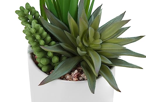 Product: IJOWEEN Artificial Succulent Plant Set of 2, 7-Inch Tall Indoor Faux Greenery with White Ceramic Pots