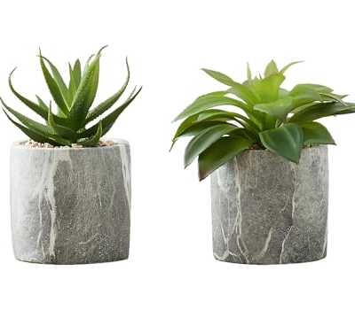 Product: IJOWEEN Charming Succulent Set for a Refreshing Indoor Vibe, Low Faux Plants in Stylish Grey Cement Pots, for Home Decor