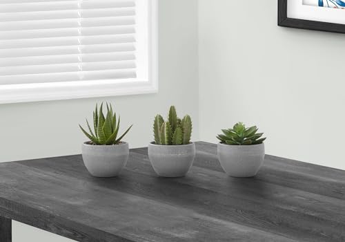 Product: IJOWEEN Set of 3 Artificial Succulent Plants, 6" Tall Indoor Greenery in Grey Cement Pots