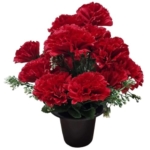 Product: INERRA Cemetery Grave Flower Pot - Artificial Flowers with Red Carnations