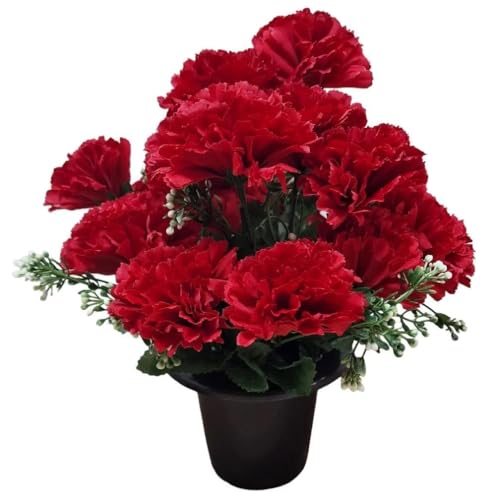 INERRA Cemetery Grave Flower Pot - Artificial Flowers with Red Carnations - Artificial Flower Arrangements Product: INERRA Cemetery Grave Flower Pot - Artificial Flowers with Red Carnations