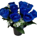 Product: INERRA Cemetery Grave Flower Pot with Artificial Blue Roses