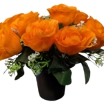 Product: INERRA Cemetery Grave Flower Pot with Artificial Orange Roses