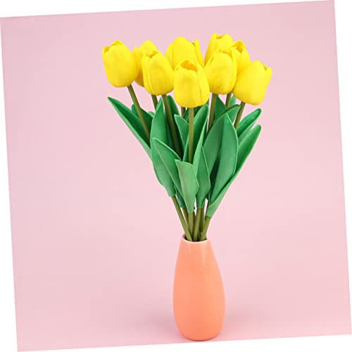 Product: JCYGBMK 10pcs Fake Tulips Flower Realistic Tulips Artificial Tulips Real Touch Simulation Tulips Fake Flower Plastic Flower Decoration Faux Tulips Home Orname, 34 * 7cm, Red
