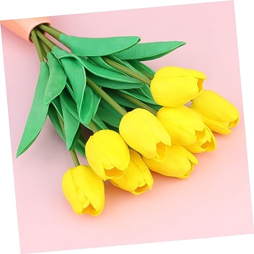 Product: JCYGBMK 10pcs Fake Tulips Flower Realistic Tulips Artificial Tulips Real Touch Simulation Tulips Fake Flower Plastic Flower Decoration Faux Tulips Home Orname, 34 * 7cm, Red