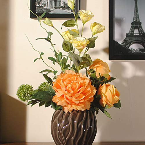 Product: JZZJSBX Artificial Flower in Pot Orange Peony Simulation Flower Suit for Living Room Table Silk Flower Rose Decoration Flower Decorative Flower Table Centerpiece Office Wedding Party Decoration