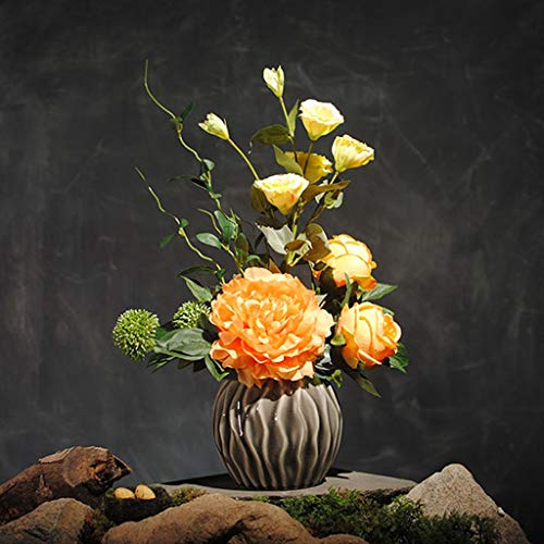 Product: JZZJSBX Artificial Flower in Pot Orange Peony Simulation Flower Suit for Living Room Table Silk Flower Rose Decoration Flower Decorative Flower Table Centerpiece Office Wedding Party Decoration