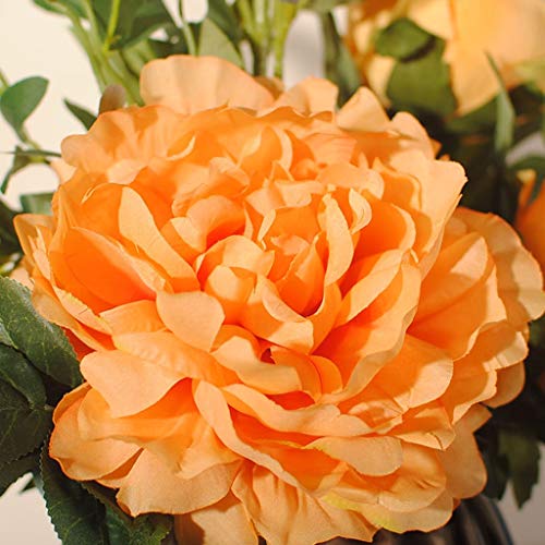 Product: JZZJSBX Artificial Flower in Pot Orange Peony Simulation Flower Suit for Living Room Table Silk Flower Rose Decoration Flower Decorative Flower Table Centerpiece Office Wedding Party Decoration